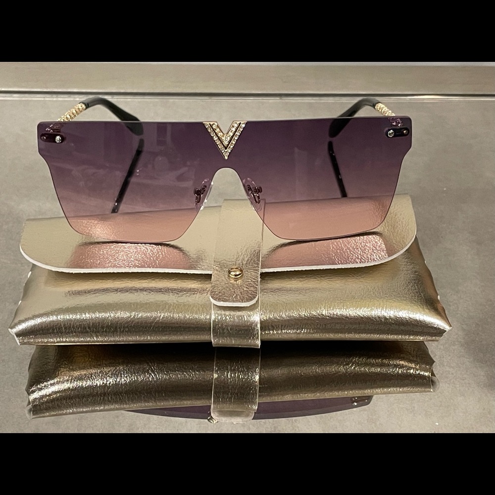 Rhinestone Rimless Gold Frames